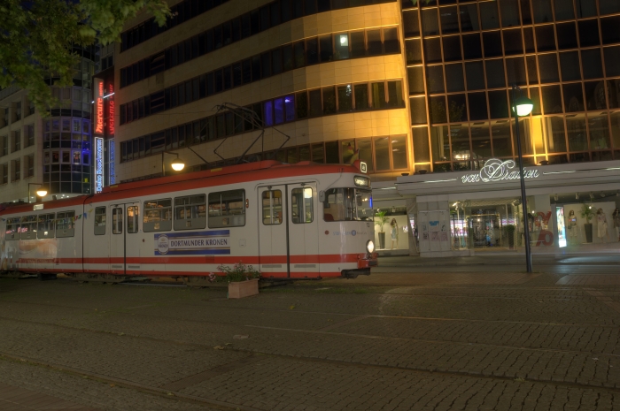 stillgelegte Straßenbahn in der Dortmunder Innenstadt