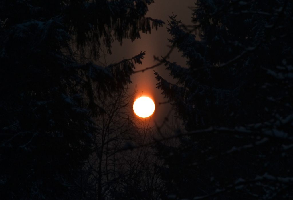 Sonnensäule in klarer kalter Luft (02.12.2010)